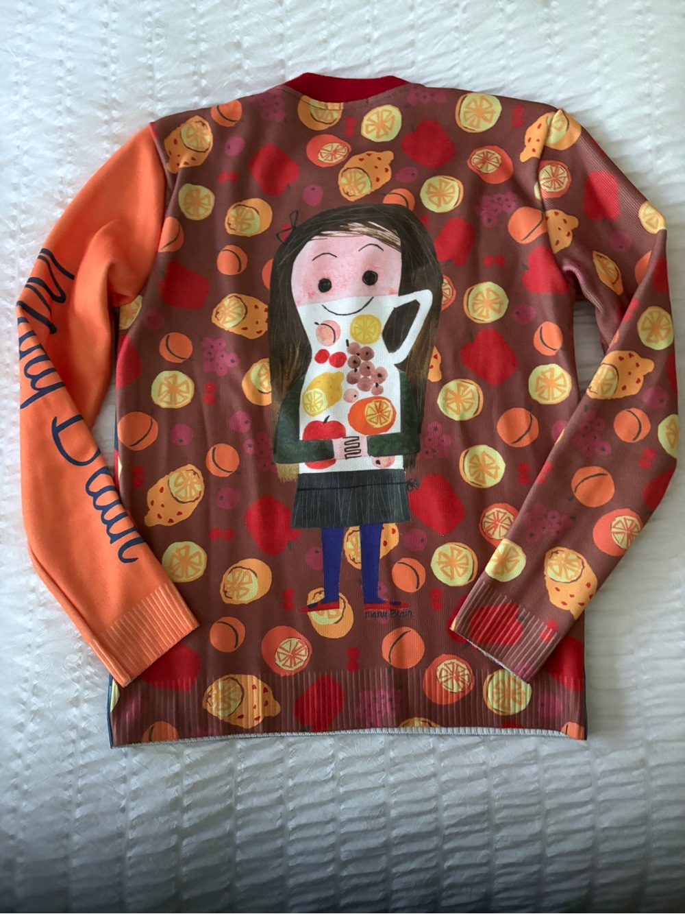 Mary Blair Juice Girl Unisex Orange Fruit-Print Sweater